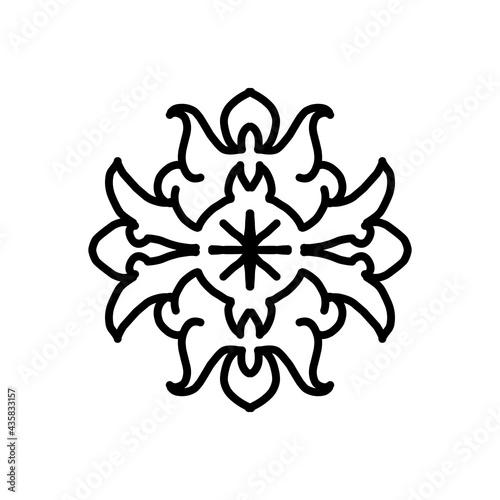 Design Vector Mandala, ornament, with style line art in Color Black and White © ars