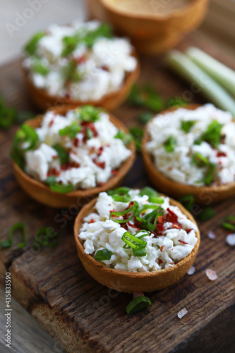  Curd tartlets with herbs and spices. Healthy snack. Salted cottage cheese tartlets. The keto diet.