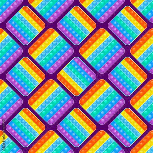 Pop it silicone anti-stress toy. Seamless background. Vector, illustration