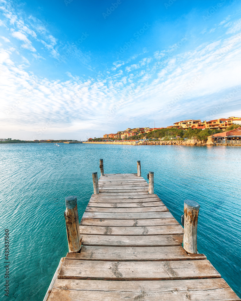 Gorgeous view of Porto Cervo from wooden pier
