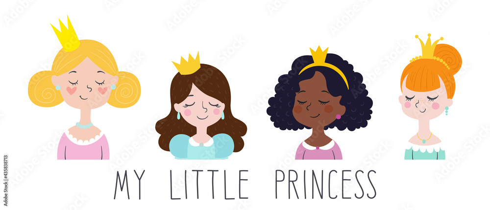 Set cute little princesses. Vector images of beautiful princesses for cards and prints. Set cute little princesses. Vector images of beautiful princesses for cards and prints.