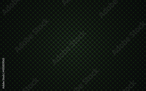 Abstract background of black polyhedron green border. Dark vector background