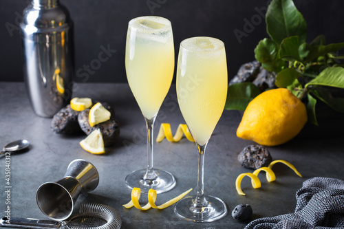 Canvas Print French 75 cocktail with lemon hard seltzer instead of champagne