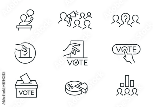 Voting and elections line icons