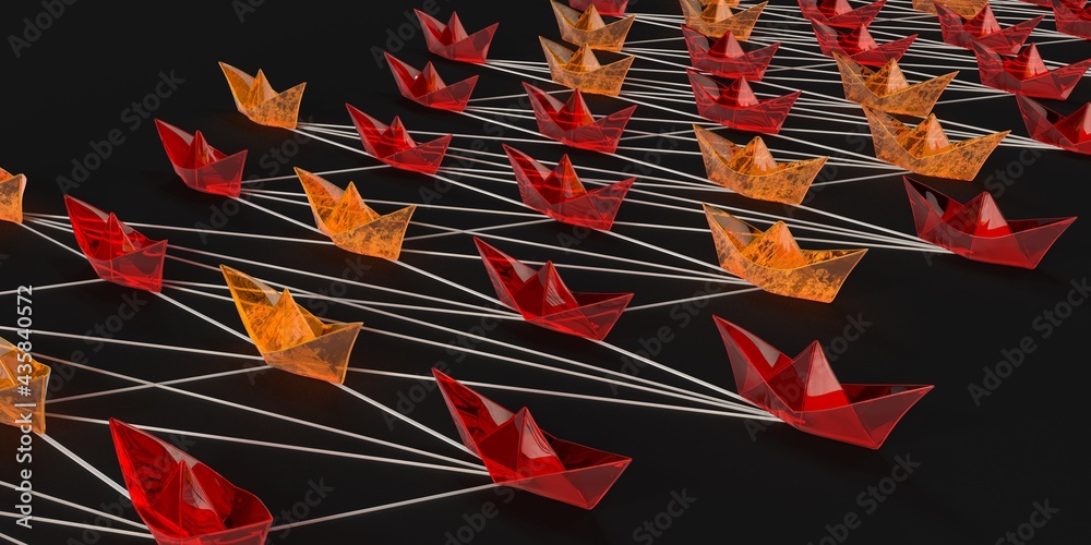 Obraz premium Management concept with origami boats.