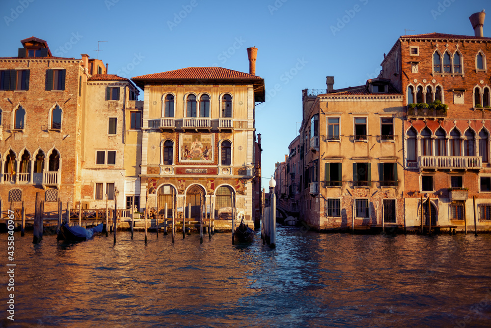 Fototapeta premium landscape with gondola and grand canal in Venice, Italy