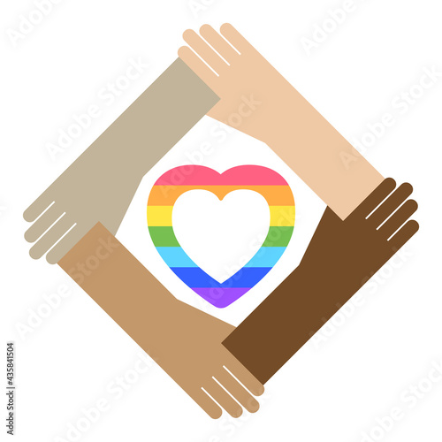 LGBT rainbow heart pride celebration people