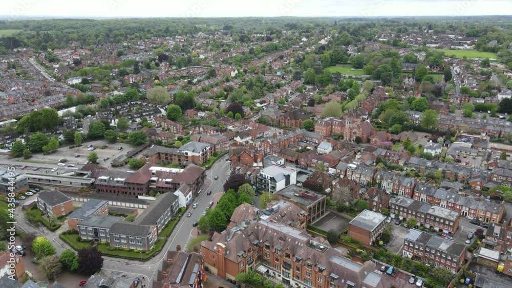 Henley on Thames town centre Oxfordshire UK Aerial point of view footage Henley on Thames town centre Oxfordshire UK Aerial point of view footage