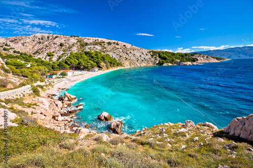Island of Krk turquoise beach view, famous FKK beach Bunculuka