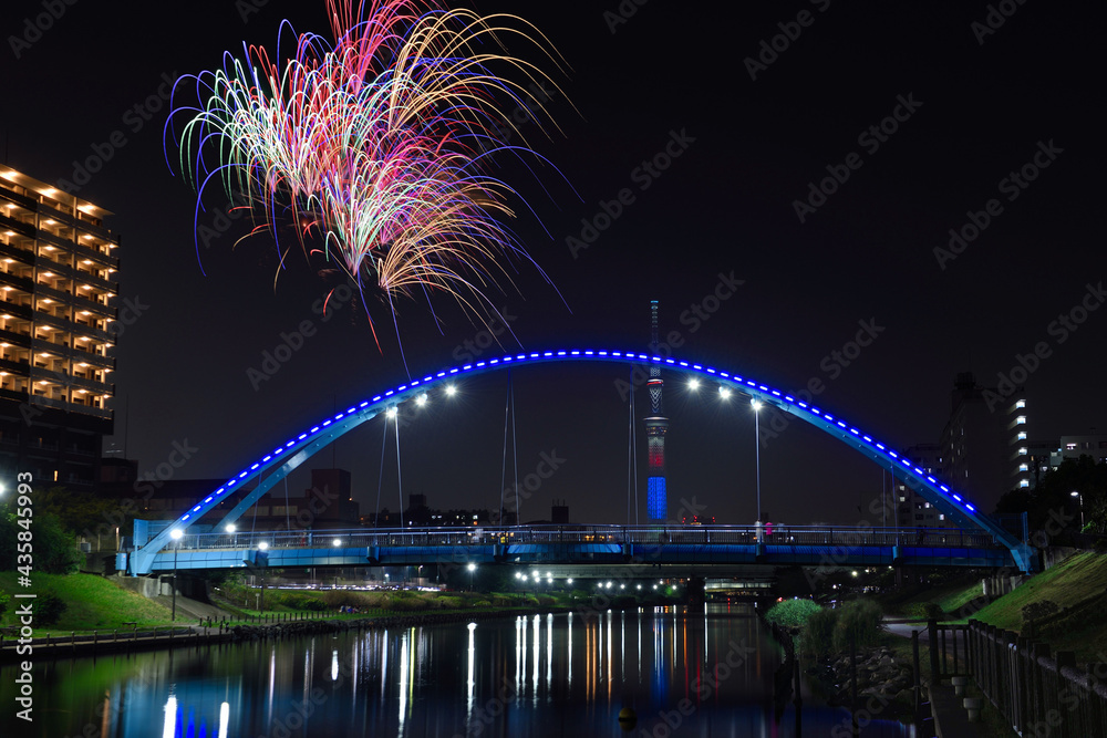 Obraz premium 亀戸地区夏まつり大会の花火