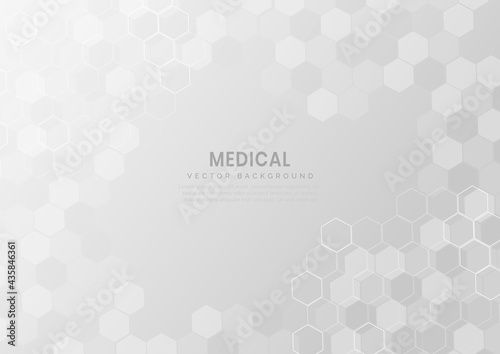 Abstract white and grey hexagon pattern background. Medical and science concept.
