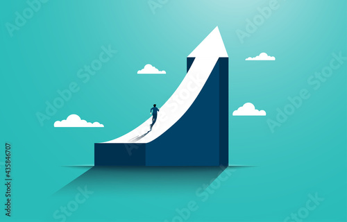 Businessman running to the top of the graph