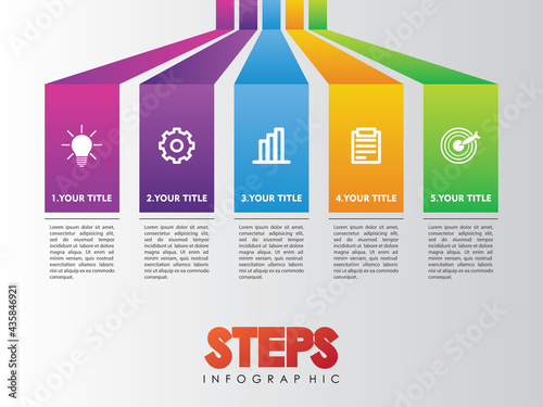 Timeline Infographics Design Vector, Workflow Layout, Diagram, Annual Report, Web Design.  5 Options, Steps or Processes of Business Concept
