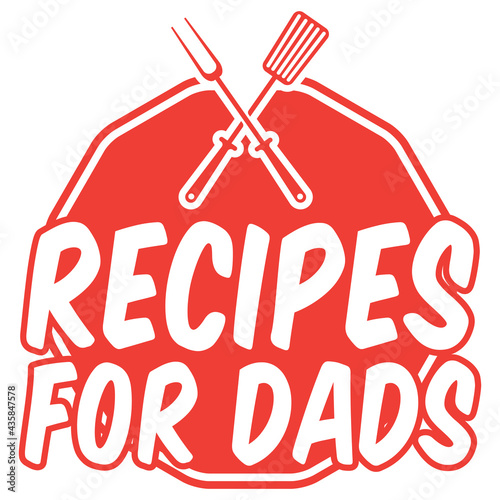 Recipes For Dads. Vector Red Icon.