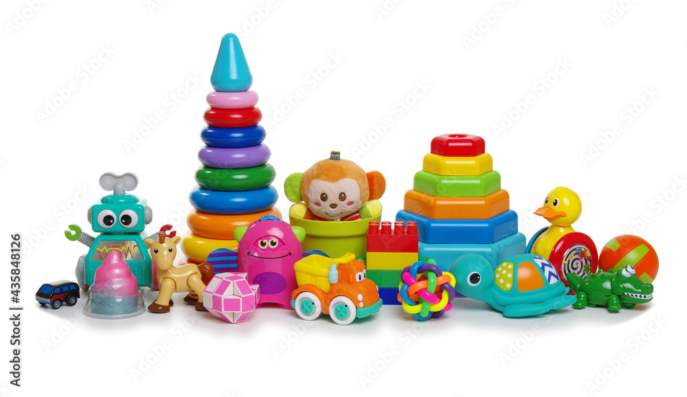 Toys collection isolated on white