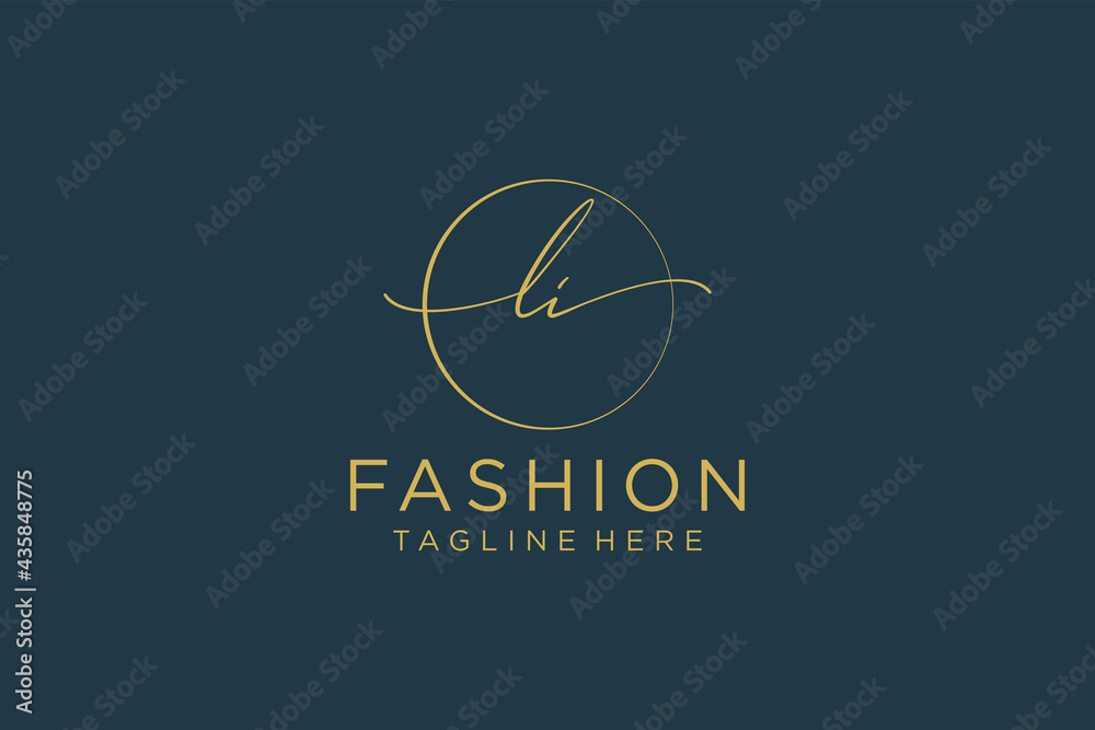 initial LI Feminine logo beauty monogram and elegant logo design, handwriting logo of initial signature, wedding, fashion, floral and botanical with creative template. - obrazy, fototapety, plakaty 