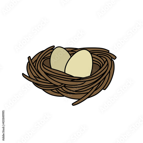 nest doodle icon, vector color line illustration