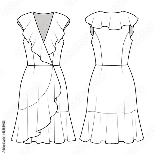 Fashion drawing of flounce dress