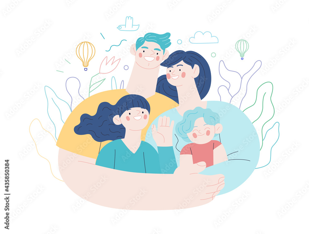 Family health and wellness - medical insurance illustration Family health and wellness - medical insurance illustration