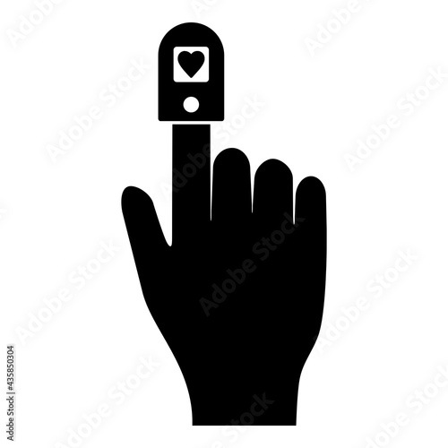 Simple black oximeter, saturation monitor vector icon isolated on white background