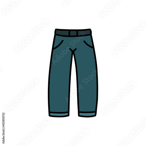 jeans doodle icon, vector color line illustration