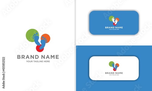 Two footprint / foot print flat icon for apps and websites. Flat Vector Logo Design Template, vector illustration.