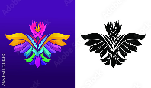 Schilderij op canvas Vector set of bird logos, icons, illustrations in trendy colorful geometric style