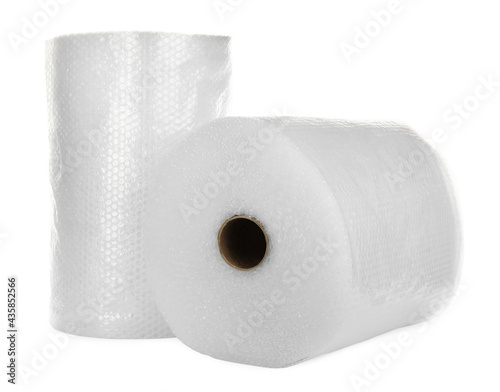 Obraz na płótnie Transparent bubble wrap rolls on white background