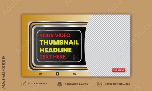 Editable Thumbnail design for any video and thumbnail vector template, Gradient Video Thumbnail for all video platforms