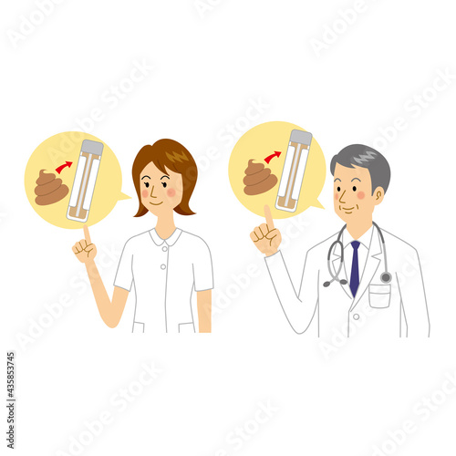 検便検査の説明をする医者