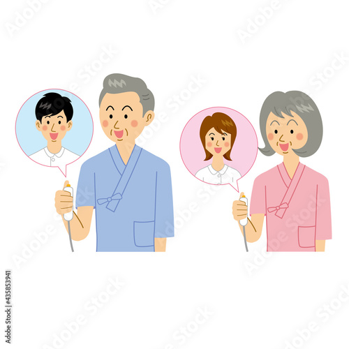 ナースコールを押す患者