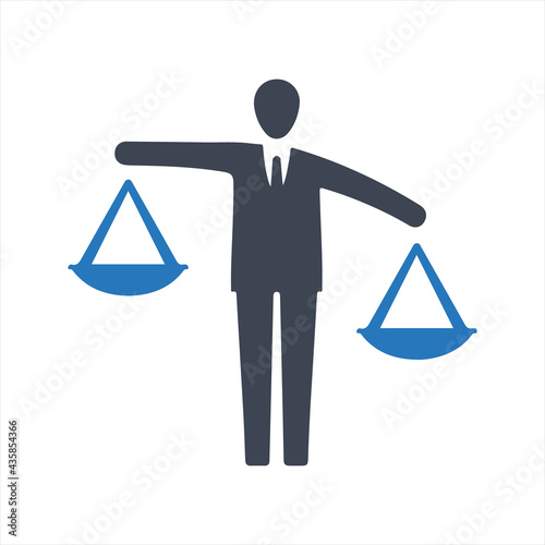 Business risk evaluation icon. Business law icon, vector and glyph