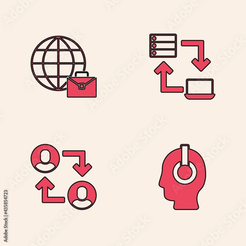Set Freelancer, Online working, and Project team base icon. Vector