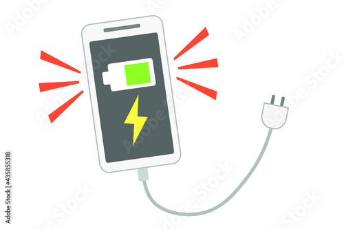 スマートフォンの有線充電　ベクターイラスト