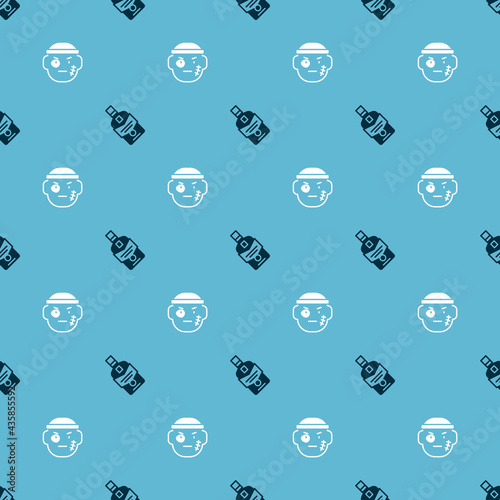 Set Whiskey bottle and Bandit on seamless pattern. Vector