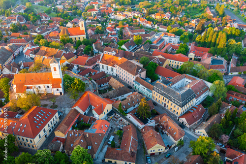 Aerial view about the downtown of Szentendre, Hungary