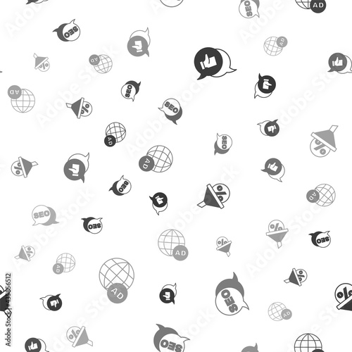 Set Customer product rating, SEO optimization, Lead management and Advertising on seamless pattern. Vector
