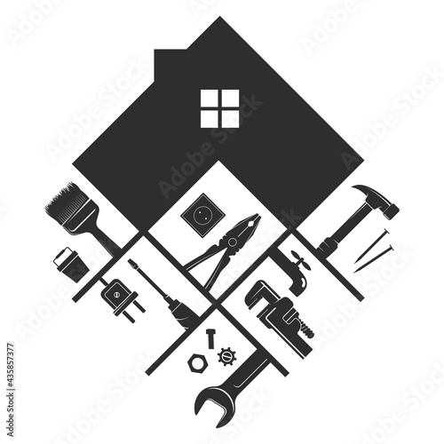 Different tool and house sign for jack of all trades
