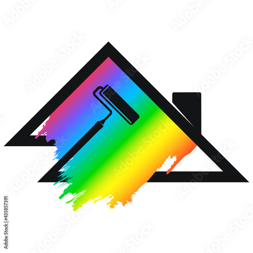 Home paint roller symbol for painter