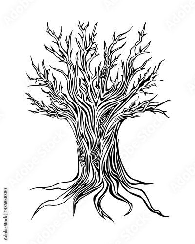 illustration graphics tree silhouette white and black tattoo background poster print