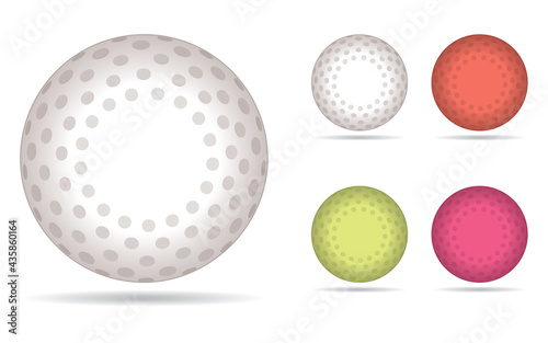 field hockey balls, set of five, detailed isolated on a white background