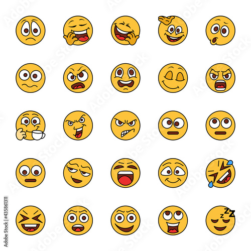 Filled outline icons for emojis.