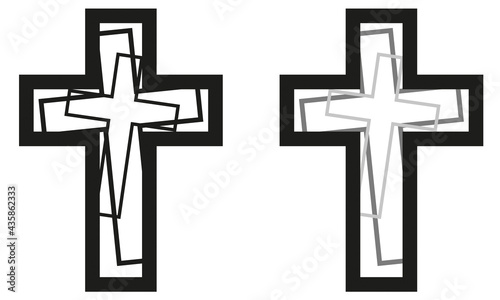 CROIX CATHOLIQUE CONTEMPORAINE GRIS ET NOIR