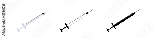Medical syringe illustrations set. Realistic syringe collection isolated on white background. Vector illustratio