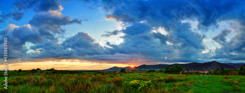 Sunset panorama in the summer. © Mihai