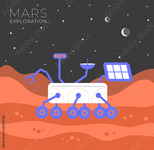 Illustration of an rover standing on Mars.