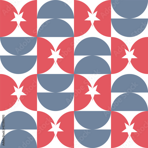 Seamless repeating pattern with stars and stripes for national USA holiday Independence day of July 4th. Traditional muted colors of the american flag. Simple texture for memorial day in United States