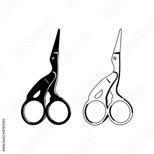 Tailor and embroidery scissors. Crane Small Scissors isolated on white background