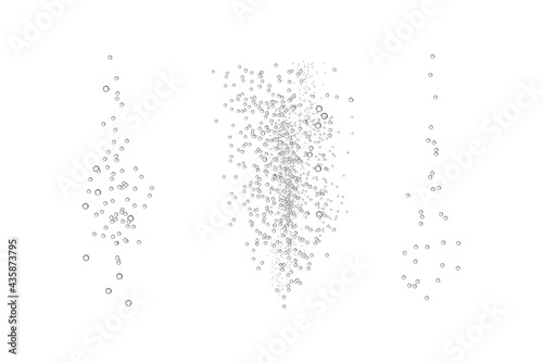Underwater Fizzy sparkles in water, lake, river, aquarium, and ocean. Realistic effervescent champagne drink, soda effect, oxygen.