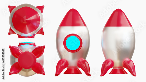 3D Illustration model spaceship kid's toy rocket